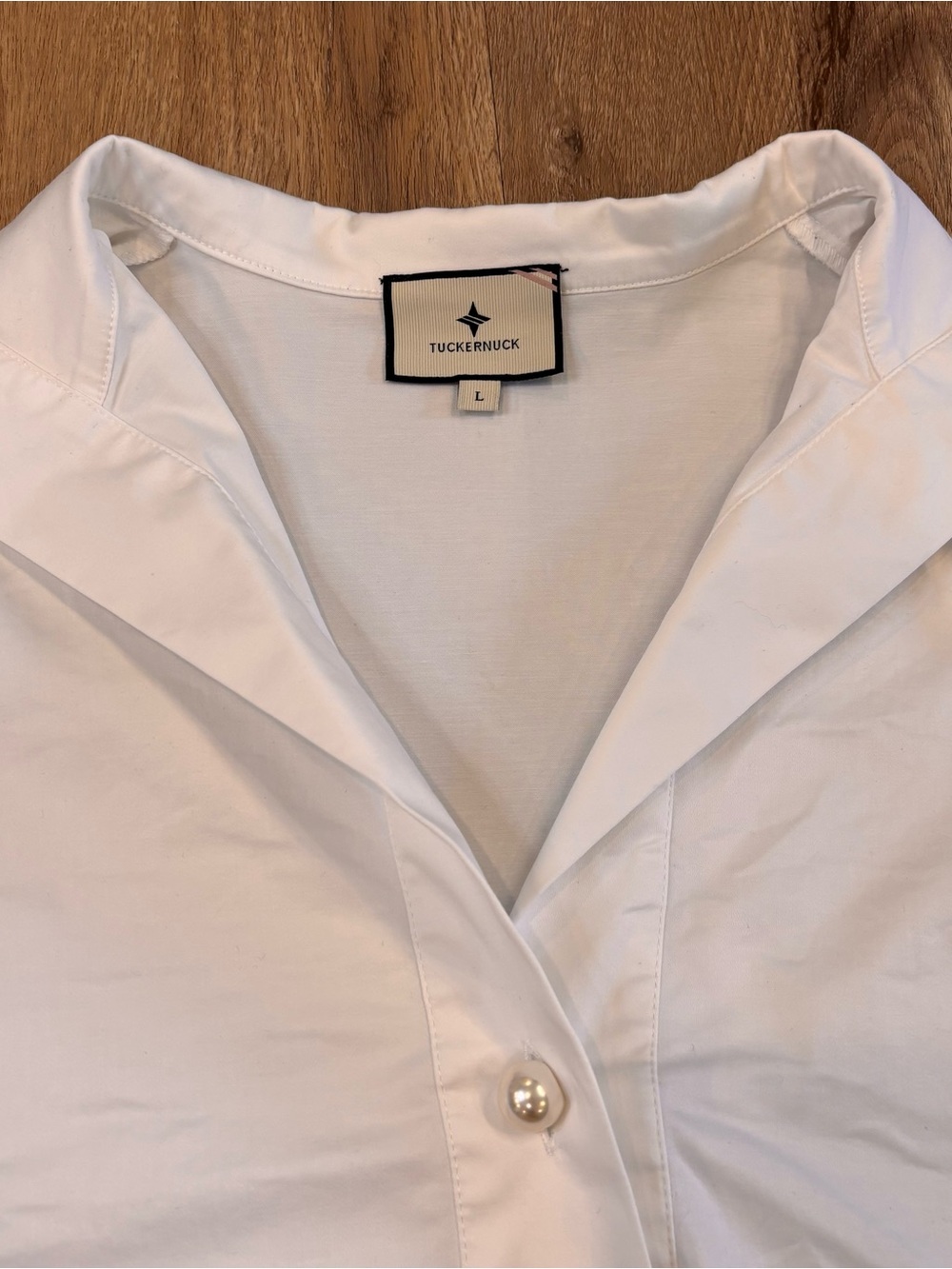 Tuckernuck Women’s Blanc Willow 3/4 Sleeve Pearl Button Blouse White Size L - Picture 4 of 8